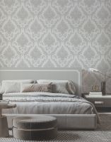 Обои Alessandro Allori Provasi 2509-4 Винил на флизелине (1,06*10) Белый/Серый, Дамаск — фото 2, Обои для стен