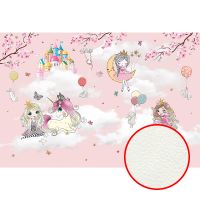 Фреска детская Ortograf Сказочная страна 33898 Фактура флок FLK Флизелин (4*2,7) Розовый, Принцессы/Замки/Облака — фото 1, Фрески