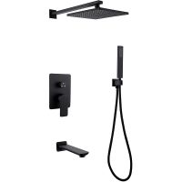 Душевая система Abber Weiss Insel AF8017B Черная матовая — фото 1, Встраиваемые душевые комплекты