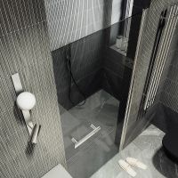 Товар: Душевая дверь Maybah Glass MGD-456-5 800x1980 на монопетле Хром матовый стекло графитовое - фото 4 Душевая дверь Maybah Glass MGD-456-5 800x1980 на монопетле Хром матовый стекло графитовое — фото 4, Душевые двери в нишу