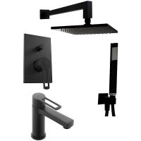 Комплект смесителей Paffoni Ringo KITRIN015NO071 Черный матовый — фото 1, Готовые комплекты для ванной комнаты