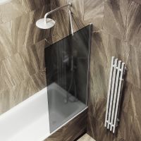 Шторка на ванну Maybah Glass MGV-89-5ш 900x1400 в широком профиле Хром матовый стекло графитовое матовое — фото 4, Неподвижные шторки для ванной