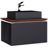 Тумба под раковину Jorno Strong 80 Str.01.80/P/A подвесная Антрацит — фото 1, Тумбы под раковину