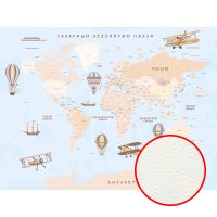Фреска детская Ortograf Для самых маленьких 33718 Фактура флок FLK Флизелин (3,6*2,7) Голубой/Бежевый, Карты/Самолеты — фото 1, Фрески