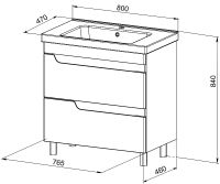 Тумба с раковиной Orange Topline-Milano 80 TMR80+RA Белый глянец — фото 3, Мебель для ванной