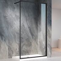 Душевая перегородка Veconi Korato KR-81В 90 KR81B-90-01-C7 профиль Черный матовый стекло прозрачное — фото 1, Душевые перегородки