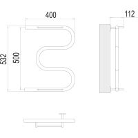 Водяной полотенцесушитель Terminus М-образный с/п (1) 500x400 4620768880322 с полкой Хром, боковое подключение, G 1 — фото 3, Водяные полотенцесушители