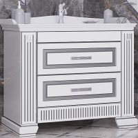 Тумба под раковину Opadiris Оникс 100 00-00003527 Белая глянцевая с серебряной патиной — фото 1, Мебель для ванной