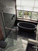 Душевая перегородка Maybah Glass MGD-724-5ш 690x1950 в широком профиле Хром матовый стекло графитовое матовое — фото 5, Душевые перегородки