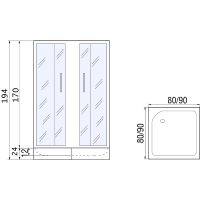 Душевой уголок River Morava 80x80 МТ 10000001301 без поддона — фото 4, Квадратные душевые уголки