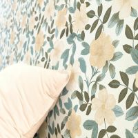 Обои Caselio Danae 103626009 Винил на флизелине (53*10,05) Белый/Зеленый/Бежевый, Цветы — фото 2, Обои для стен