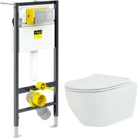 Комплект унитаза beWash Bogen 88303201 с инсталляцией Viega Prevista Dry 8524.14 792596 с сиденьем Микролифт и клавишей смыва Хром — фото 1, Унитазы