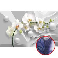 Фреска Ortograf 3D 6709 Фактура бархат серебро FX-S Флизелин (4,3*2,7) Серый/Белый, Цветы/Абстракция — фото 1, Фрески