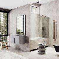 Шторка на ванну Maybah Glass MGV-250-2ш 300x1400 в широком профиле Бронза стекло бронзовое — фото 2, Неподвижные шторки для ванной