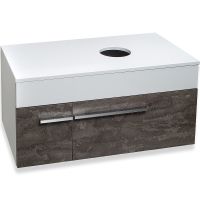 Тумба под раковину Runo Вудлайн 85 00-00001343 подвесная Белая Железный камень — фото 1, Тумбы под раковину