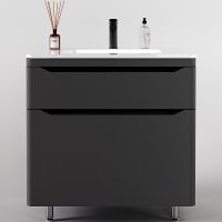 Тумба под раковину Style Line Марелла 80 Люкс Plus СС-00002403 Серый матовый антискрейтч — фото 1, Мебель для ванной