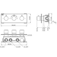 Душевая система Teska Lande T4000C с термостатом Хром — фото 3, Встраиваемые душевые комплекты