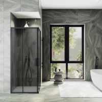 Душевой уголок Maybah Glass MGY-1328-6 900x900x1950 раздвижной профиль Черный стекло графитовое — фото 3, Душевые уголки