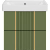 Товар: Тумба с раковиной Brevita Vega 60 УТ000022674 подвесная Зеленая матовая Золото - фото 2 Тумба с раковиной Brevita Vega 60 УТ000022674 подвесная Зеленая матовая Золото — фото 2, Мебель для ванной