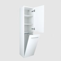 Шкаф пенал 1MarKa Соната 35 R У23257 подвесной c бельевой корзиной Белый глянцевый — фото 2, Пеналы для ванной комнаты