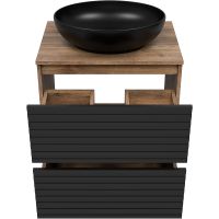 Товар: Тумба под раковину Brevita Dakota 60 DAK-07060-19/02-2Я Черный кварц Дуб Галифакс олово - фото 4 Тумба под раковину Brevita Dakota 60 DAK-07060-19/02-2Я Черный кварц Дуб Галифакс олово — фото 4, Мебель для ванной