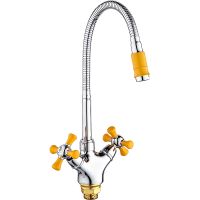 Смеситель для кухни Ростовская Мануфактура Сантехники SL92YW-279F Хром Желтый — фото 1, Смесители