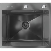 Кухонная мойка Ulgran Steel US 500-002 Черная брашированная сталь — фото 1, Кухонные мойки