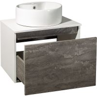 Тумба под раковину Runo Бари 60 00-00001378 подвесная Железный камень Белая — фото 14, Тумбы под раковину