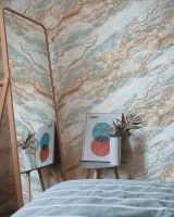 Обои Wiganford by Solo Lunman ER1605 Винил на флизелине (1,06*10,05) Бирюзовый/Коричневый, Мрамор — фото 2, Обои для стен