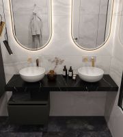 Товар: Столешница под раковину Boheme Armadi Art Flat 160 869-160-NM Черный мрамор - фото 2 Столешница под раковину Boheme Armadi Art Flat 160 869-160-NM Черный мрамор — фото 2, Раковины