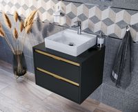 Товар: Тумба под раковину Excellent Tuto 60 MLEX.0104.600.BKBL подвесная Черный матовый Дуб - фото 2 Тумба под раковину Excellent Tuto 60 MLEX.0104.600.BKBL подвесная Черный матовый Дуб — фото 2, Мебель для ванной