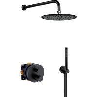 Душевая система Kludi Nova Fonte 208313915 с термостатом Черная матовая — фото 1, Встраиваемые душевые комплекты