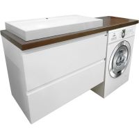 Тумба с раковиной Эстет Malibu Luxe 155 L ФР-00007116 подвесная Белая Темное дерево — фото 1, Тумбы с раковиной