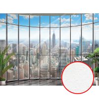 Фреска Ortograf Небоскребы 30560 Фактура бархат FX Флизелин (3,7*2,7) Серый/Голубой, Город — фото 1, Фрески