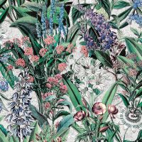 Обои Marburg Flora 47477 Винил на флизелине (0,53*10,05) Синий/Фиолетовый/Серый/Зеленый, Цветы/Листья/Штукатурка — фото 2, Обои для стен