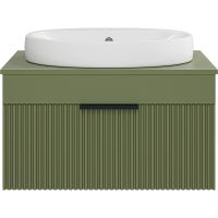 Тумба с раковиной Brevita Enfida 70 УТ000022704 подвесная Зеленая матовая — фото 2, Мебель для ванной