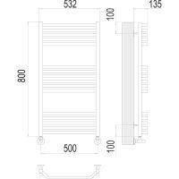 Водяной полотенцесушитель Terminus Виктория П16 500x800 4670078529534 Хром, нижнее подключение, G 1/2" ВР, с угловым соединением — фото 4, Водяные полотенцесушители