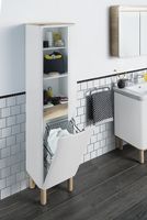 Шкаф пенал Vitra Sento 40 R 60842 подвесной с бельевое корзиной Белый матовый — фото 2, Пеналы для ванной комнаты