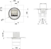 Душевой трап Berges Zentrum Antik 150x150 091465 с решеткой Хром — фото 5, Трапы для душа