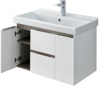 Тумба под раковину Aquaton Рене 76 1A258601NRC80 подвесная Белая Грецкий орех — фото 4, Тумбы под раковину