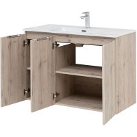 Тумба под раковину Aquanet Алвита New 100 277533 подвесная Дуб веллингтон белый — фото 7, Тумбы под раковину