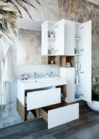 Тумба под раковину Sanflor Даллас 80 С04836 подвесная Белый матовый Дуб рустикальный — фото 2, Мебель для ванной