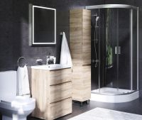 Комплект душевого уголка AM.PM Gem UK91SA с поддоном с мебелью с унитазом с комплектом смесителей с душевым гарнитуром и аксессуарами — фото 2, Душевые уголки