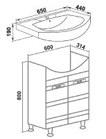 Тумба под раковину Runo Турин 65 УТ000002093 Белая — фото 6, Тумбы под раковину