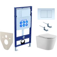 Комплект унитаза с инсталляцией Aquatek с сиденьем Микролифт и Белой клавишей смыва арт-Set AQUATEK ВЕГА-009 4в1 — фото 1, Комплекты унитаз + инсталляция