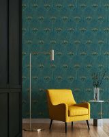 Обои Grandeco Asperia A 54902 Винил на флизелине (0,53*10,05) Бирюзовый/Золото, Абстракция/Цветы — фото 2, Обои для стен