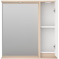 Зеркало со шкафом Brevita Balaton 80 R BAL-04080-03-01П с подсветкой Белое матовое Бежевое матовое — фото 4, Мебель для ванной