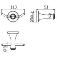 Двойной крючок CeramaLux Valencia 88501G Золото — фото 2, Крючки для полотенец