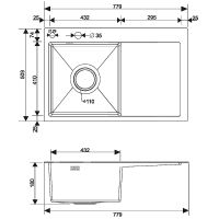 Кухонная мойка Ростовская Мануфактура Сантехники 78 MRK-7851BL-L Темный графит — фото 6, Кухонные мойки