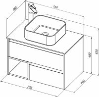 Тумба с раковиной STWORKI Карлстад 75 425257 подвесная Дуб рустикальный — фото 7, Мебель для ванной